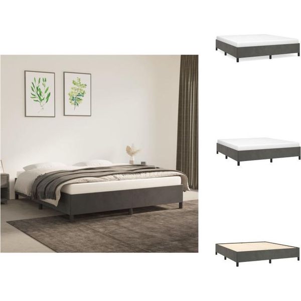 Vidaxl Struttura Letto Grigio Scuro 160X200 Cm In Velluto - Letti E Strutture Letto-image