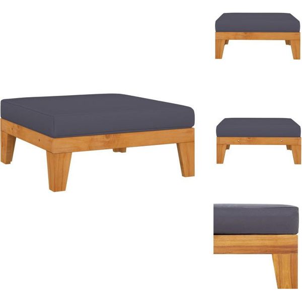 Vidaxl Poggiapiedi Modulare Con Cuscino Grigio Scuro In Legno Massiccio Di Acacia - Elementi Per Divani Da Giardino-image