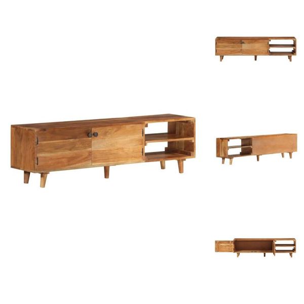 Mobile Tv Vidaxl In Legno Massiccio Di Acacia Finitura Miele 140X30X40 Cm - Mobili Tv-image