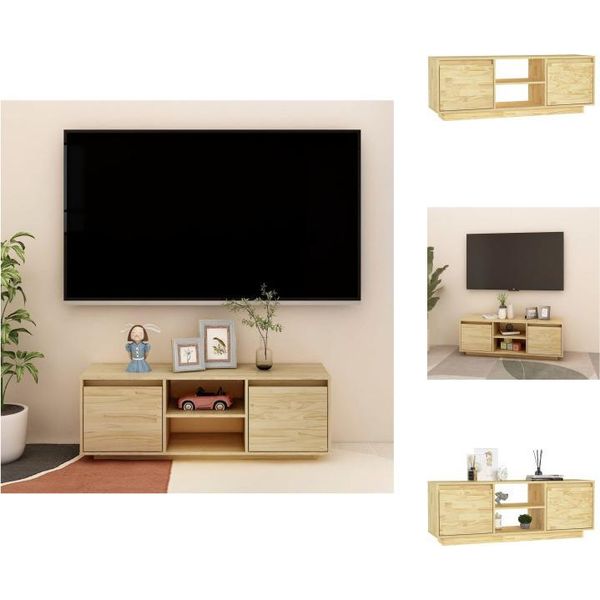 Mobile Tv Vidaxl 110X30X40 Cm In Legno Di Pino Massiccio - Mobili Tv-image