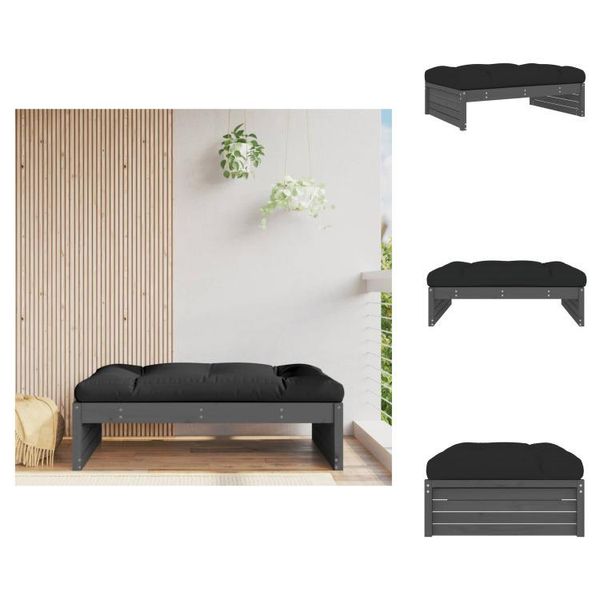 Vidaxl Sgabello Da Giardino Grigio 120X80 Cm In Legno Di Pino Massiccio - Elementi Per Divani Da Giardino-image