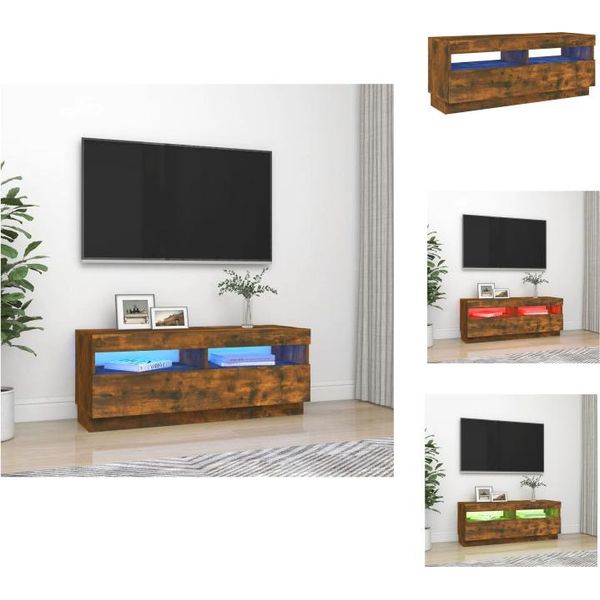 Mobile Tv Vidaxl Con Luci Led In Rovere Fumé 100X35X40 Cm - Mobili Tv-image