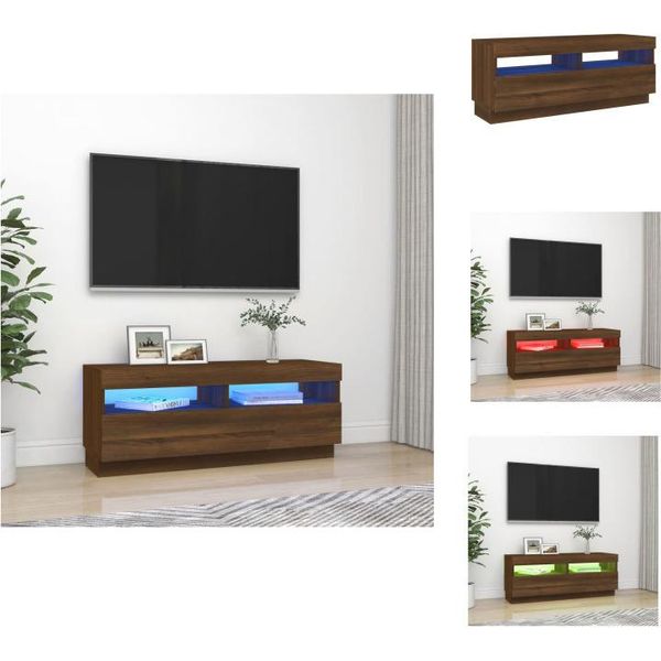 Mobile Tv Vidaxl Con Luci Led Look Rovere Marrone 100X35X40 Cm - Mobili Tv-image