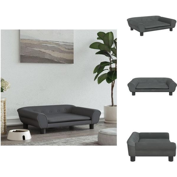 Vidaxl Letto Per Cani Grigio Scuro 70X48X22 Cm In Velluto - Letti Per Cani-image