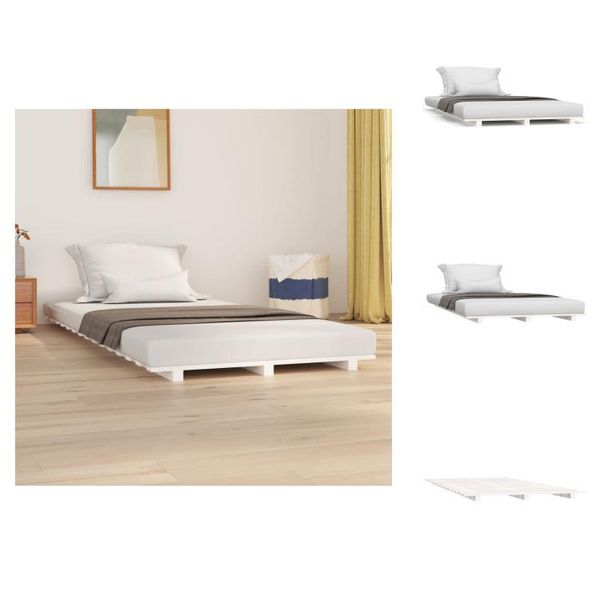 Vidaxl Letto In Legno Massiccio Bianco 100X200 Cm Pino - Letti E Strutture Letto-image