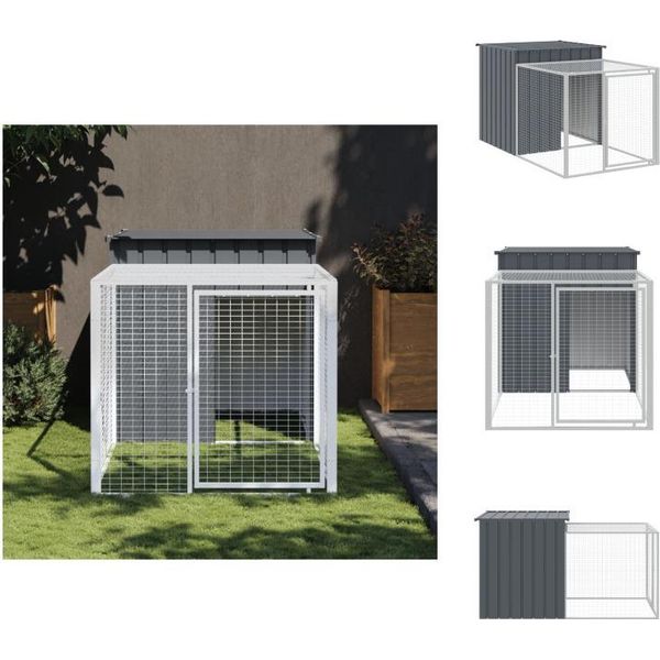 Vidaxl Gabbia Per Polli Con Corridoio Antracite 110X201X110 Cm In Acciaio Zincato - Habitat E Recinti Per Piccoli Animali-image