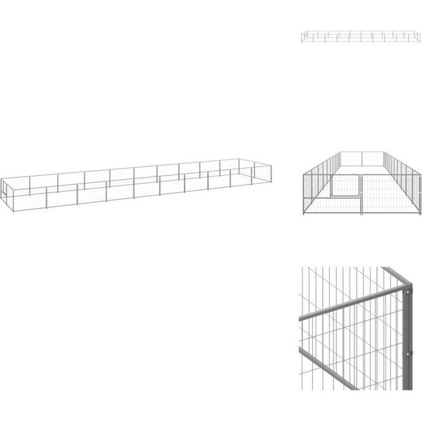Vidaxl Cuccia Per Cani Silver 20 M² In Acciaio - Cucce Per Cani E Recinti-image