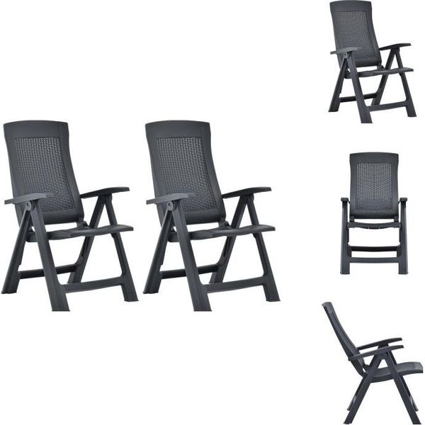 Vidaxl Sedie Da Giardino Regolabili 2 Pz. Plastica Antracite - Sedie Da Giardino-image