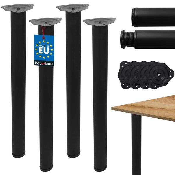 Kotarbau® Gambe Per Tavoli In Metallo Nero Set Di 4 Ø 60 Mm H: 71 Cm Gambe Per Scrivania Gambe Per Tavoli In Metallo Nero Gambe Per Tavoli In Acciaio Nero Gambe Per Tavoli Alte 74,5 Cm Gambe Per Mobili Gambe Per Scrivania-image
