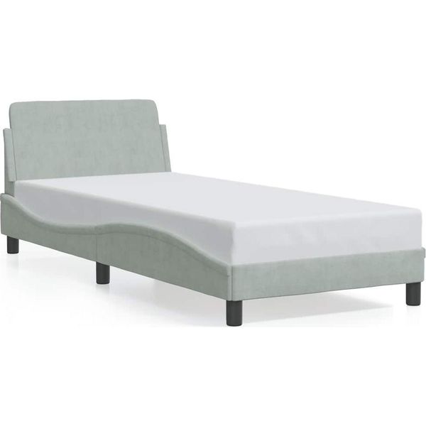 Vidaxl Struttura Letto "Dover"" Grigio Chiaro 90X190 Cm In Velluto"-image
