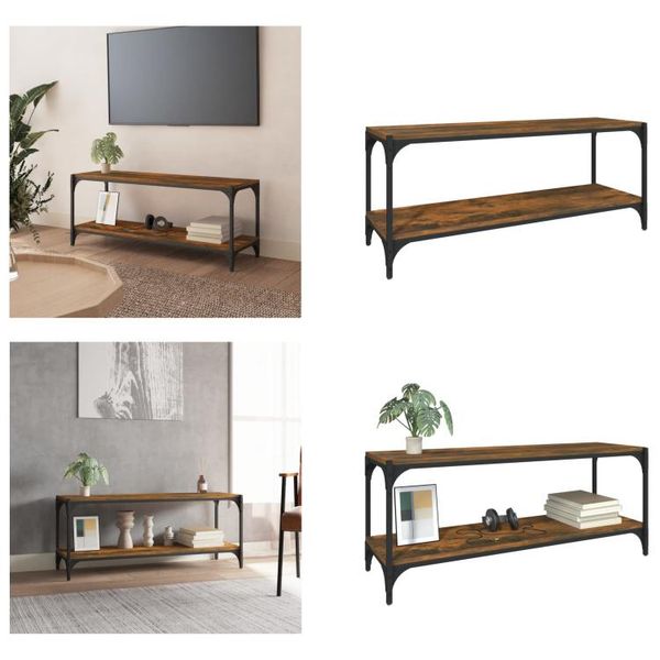 Vidaxl Mobile Tv In Rovere Fumé 100X33X41 Cm Materiale A Base Di Legno E Acciaio - Mobile Tv - Mobili Tv - Mobili Tv - Porta Tv-image