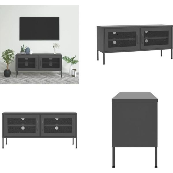 Vidaxl Mobile Tv Antracite 105X35X50 Cm In Acciaio - Mobile Tv - Mobile Tv - Mobile Hifi - Mobile Hifi-image