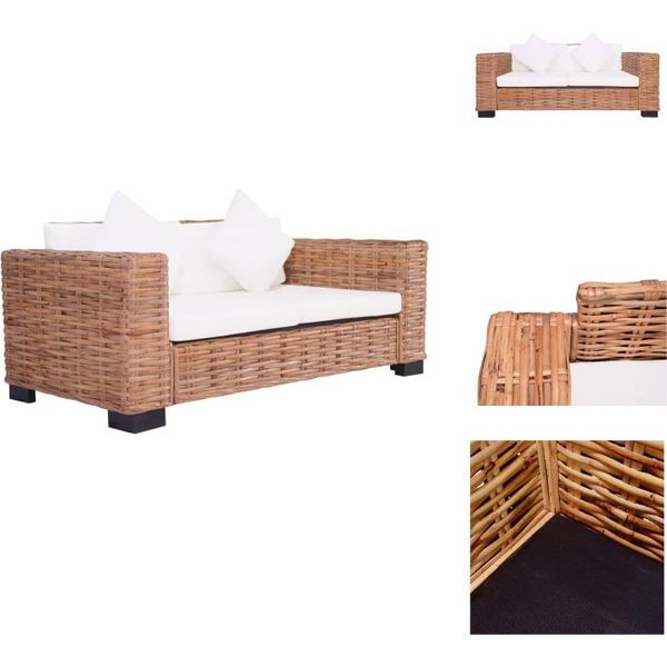 Vidaxl Divano Da Giardino A 2 Posti In Rattan Naturale - Divani Da Giardino-image