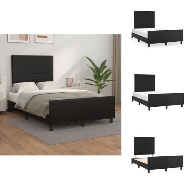 Vidaxl Struttura Letto Con Testiera Nera 120X200 Cm In Pelle Finta - Letti E Strutture Letto-image