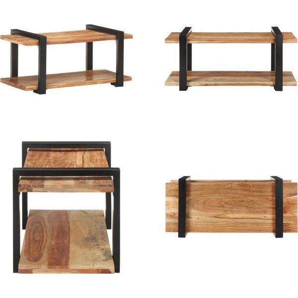 Mobile Tv Vidaxl 90X40X40 Cm In Legno Massiccio Di Acacia - Mobile Tv - Mobile Tv - Mobile Tv In Legno - Mobili Tv In Legno-image