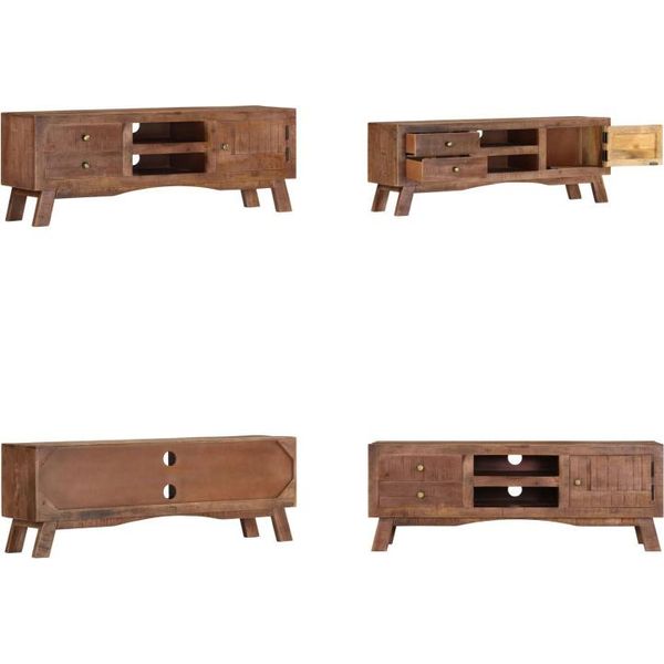 Vidaxl Mobile Tv 110X30X40 Cm Legno Di Mango Grezzo - Mobili Tv - Mobile Tv - Mobili Tv - Credenza-image