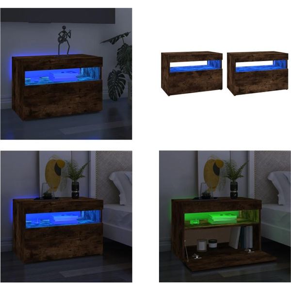 Vidaxl Mobili Tv 2 Pezzi Con Luci Led In Rovere Fumé 60X35X40 Cm - Mobile Tv - Mobili Tv - Mobili Tv - Porta Tv-image