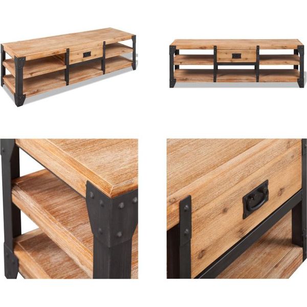 Vidaxl Tv Lowboard In Legno Massiccio Di Acacia 140 X 40 X 45 Cm - Porta Tv - Mobile Tv - Mobili Tv-image
