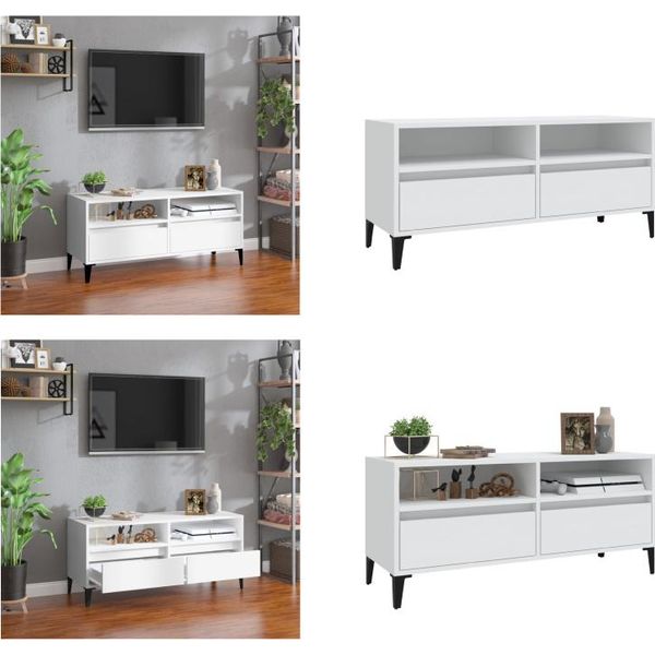 Vidaxl Mobile Tv Bianco 100X34,5X44,5 Cm In Legno - Mobile Tv - Mobili Tv - Porta Tv - Mobili Tv-image