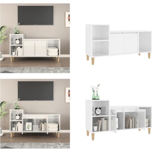 Vidaxl Mobile Tv Bianco Lucido 100X35X55 Cm In Legno - Mobile Tv - Mobili Tv - Mobili Tv - Porta Tv-image