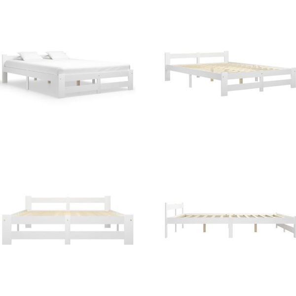 Vidaxl Letto In Legno Massiccio Di Pino Bianco 160X200 Cm - Struttura Letto - Cornici Letto - Struttura Letto - Letto-image