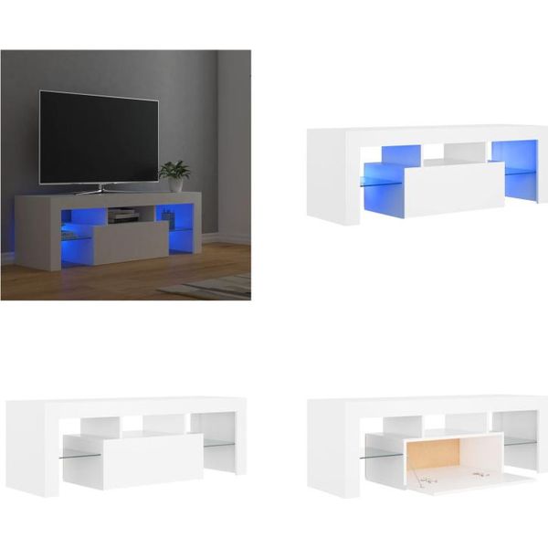 Vidaxl Mobile Tv Con Luci Led Bianco 120X35X40 Cm - Mobile Tv - Mobile Tv - Mobile Tv Con Led - Mobili Tv-image