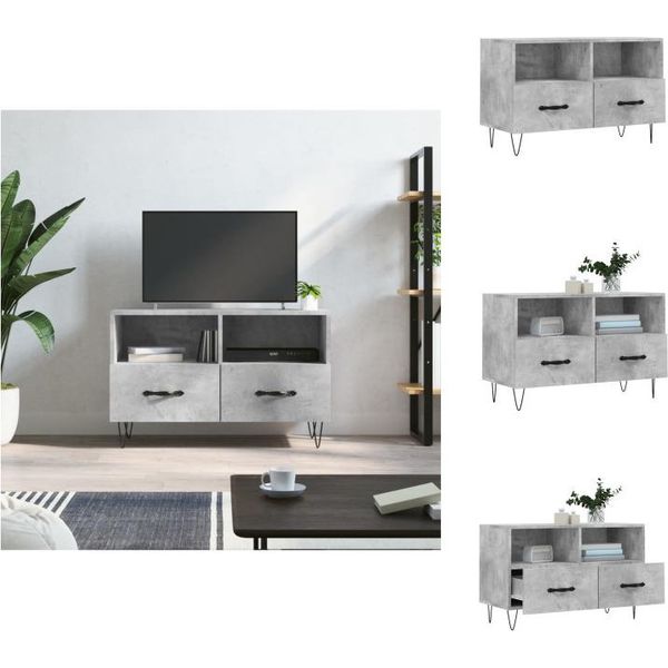 Mobile Tv Vidaxl Grigio Cemento 80X36X50 Cm Materiale A Base Di Legno - Mobili Tv-image