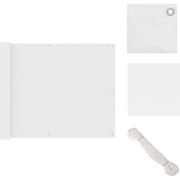 Vidaxl Schermo Privacy Per Balconi Bianco 75X300 Cm Tessuto Oxford - Ombrelloni E Tende Da Sole-image