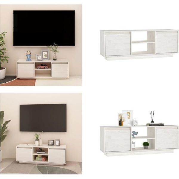 Mobile Tv Vidaxl Bianco 110X30X40 Cm Pino Massiccio - Mobile Tv - Mobili Tv - Mobili Tv - Mobili Tv-image