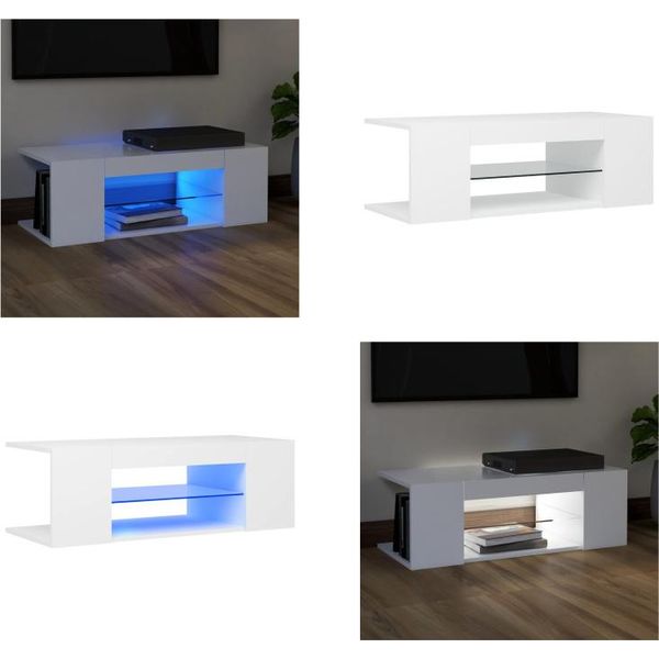 Vidaxl Mobile Tv Con Luci Led Bianco 90X39X30 Cm - Mobile Tv - Mobile Tv - Mobile Tv Con Led - Mobili Tv-image