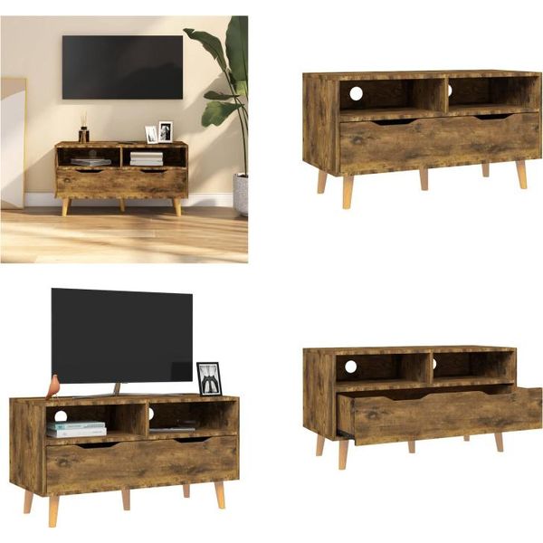 Mobile Tv Vidaxl Rovere Fumé 90X40X48,5 Cm Materiale A Base Di Legno - Mobile Tv - Mobile Tv - Mobile Tv - Mobile Tv-image
