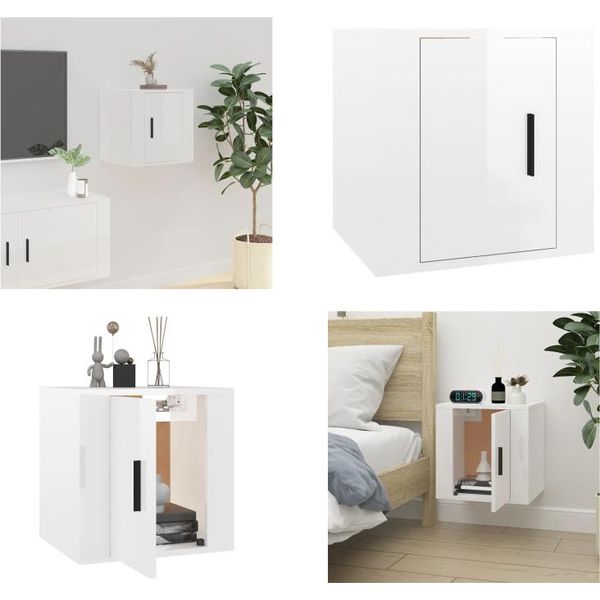Vidaxl Mobile Tv A Parete Bianco Lucido 40X34,5X40 Cm - Mobile Tv A Parete - Mobile Tv A Parete - Mobile Tv - Console Tv-image