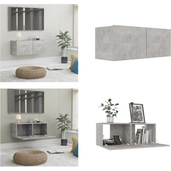 Vidaxl Mobile Tv Grigio Cemento 80X30X30 Cm In Legno - Mobile Tv - Mobili Tv - Mobili Tv - Credenza-image