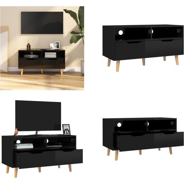 Mobile Tv Vidaxl Nero Lucido 90X40X48,5 Cm Materiale A Base Di Legno - Mobile Tv - Mobili Tv - Mobile Tv - Mobile Tv-image