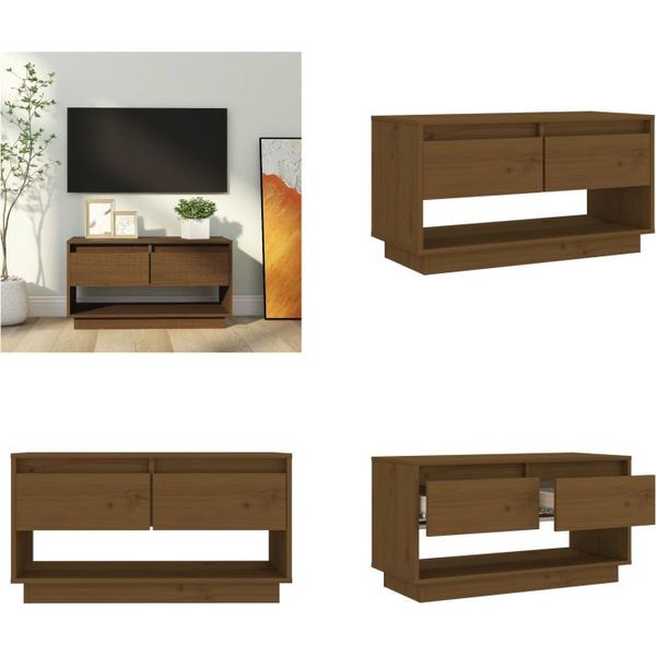 Vidaxl Mobile Tv Marrone Miele 74X34X40 Cm In Legno Di Pino Massiccio - Mobile Tv - Mobile Tv - Mobili Tv - Porta Tv-image