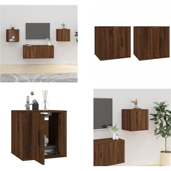 Vidaxl Mobili Tv A Parete 2 Pz. Aspetto Quercia Marrone 40X34,5X40 Cm - Mobile Tv A Parete - Mobile Tv - Consolle Tv-image