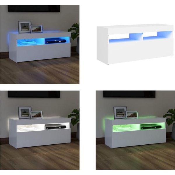 Vidaxl Mobile Tv Con Luci Led Bianco 90X35X40 Cm - Mobile Tv - Mobile Tv - Mobile Tv Con Led - Mobili Tv-image
