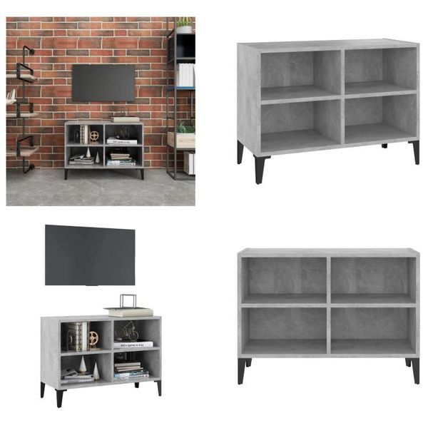 Vidaxl Mobile Tv Con Gambe In Metallo Grigio Cemento 69,5X30X50 Cm - Mobile Tv - Mobili Tv - Credenza - Credenze-image