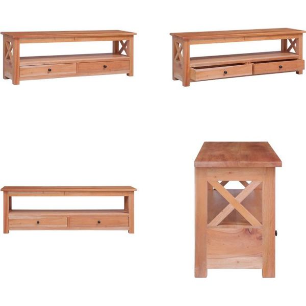 Mobile Tv Vidaxl 115X30X40 Cm In Legno Massiccio Di Mogano - Mobile Tv - Mobile Tv - Porta Tv - Consolle-image