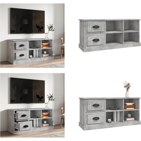 Mobile Tv Vidaxl Grigio Cemento 102X35,5X47,5 Cm Materiale Legno - Mobile Tv - Mobile Tv - Mobile Tv - Supporto Tv-image