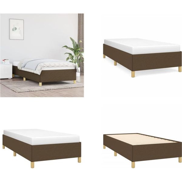 Vidaxl Struttura Letto In Tessuto Marrone Scuro 100X200 Cm - Struttura Letto - Cornici Letto - Struttura Letto - Letto-image