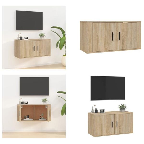 Vidaxl Mobile Tv A Parete In Rovere Sonoma 80X34,5X40 Cm - Mobile Tv A Parete - Mobile Tv - Consolle Tv-image