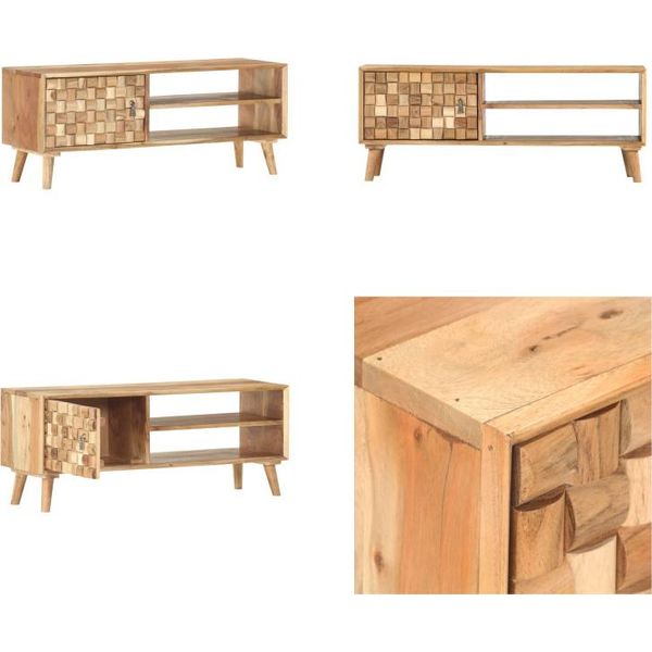 Vidaxl Mobile Tv 100×35×40 Cm In Legno Massiccio Di Acacia - Mobile Tv - Mobile Tv - Mobile Tv - Mobile Hifi-image