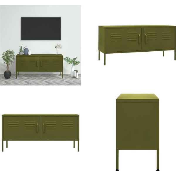 Vidaxl Mobile Tv Verde Oliva 105X35X50 Cm In Acciaio - Mobile Tv - Mobile Tv - Mobile Hifi - Mobile Hifi-image