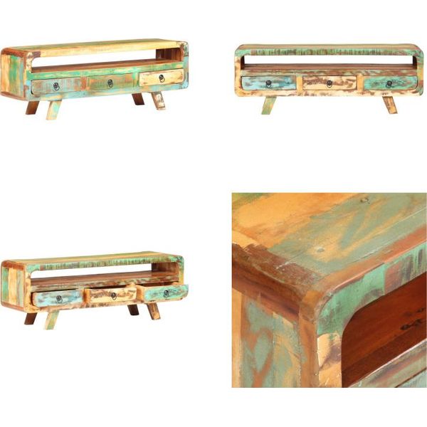 Mobile Tv Vidaxl 117X30X41 Cm In Legno Massiccio Antico - Mobile Tv - Mobile Tv - Supporto Tv - Mobile In Legno-image
