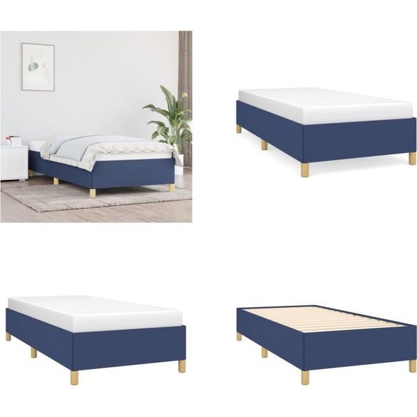 Vidaxl Struttura Letto Blu 90X190 Cm In Tessuto - Struttura Letto - Cornici Letto - Struttura Letto - Letto-image