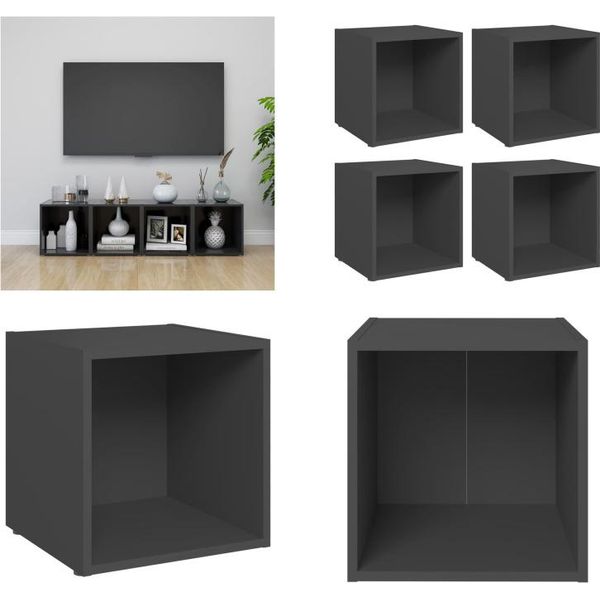 Vidaxl Mobili Tv 4 Pz. Grigio 37X35X37 Cm Materiale A Base Di Legno - Mobile Tv - Mobili Tv - Mobili Tv - Mobile Tv-image