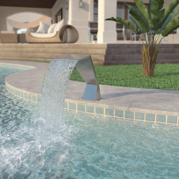 The Living Store Cascata Per Piscina In Acciaio Inox 64X30X52 Cm Argento-image