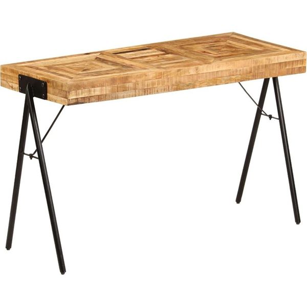 The Living Store Scrivania In Legno Massiccio Di Mango 118 X 50 X 75 Cm-image