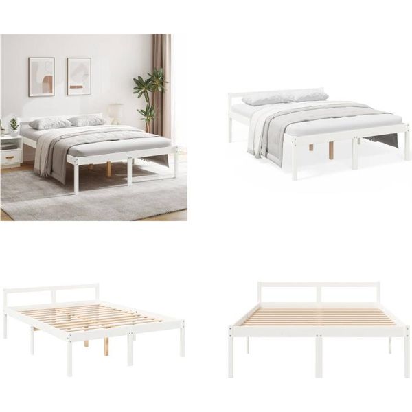 Vidaxl Letto Per Anziani Bianco 160X200 Cm In Legno Massiccio Di Pino - Letto Per Anziani - Letto Per Anziani - Letti Per Anziani - Letti Per Anziani-image